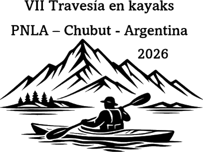 Emblema de la VII Travesía en kayaks, Parque Nacional Los Alerces, Chubut, Argentina 2026